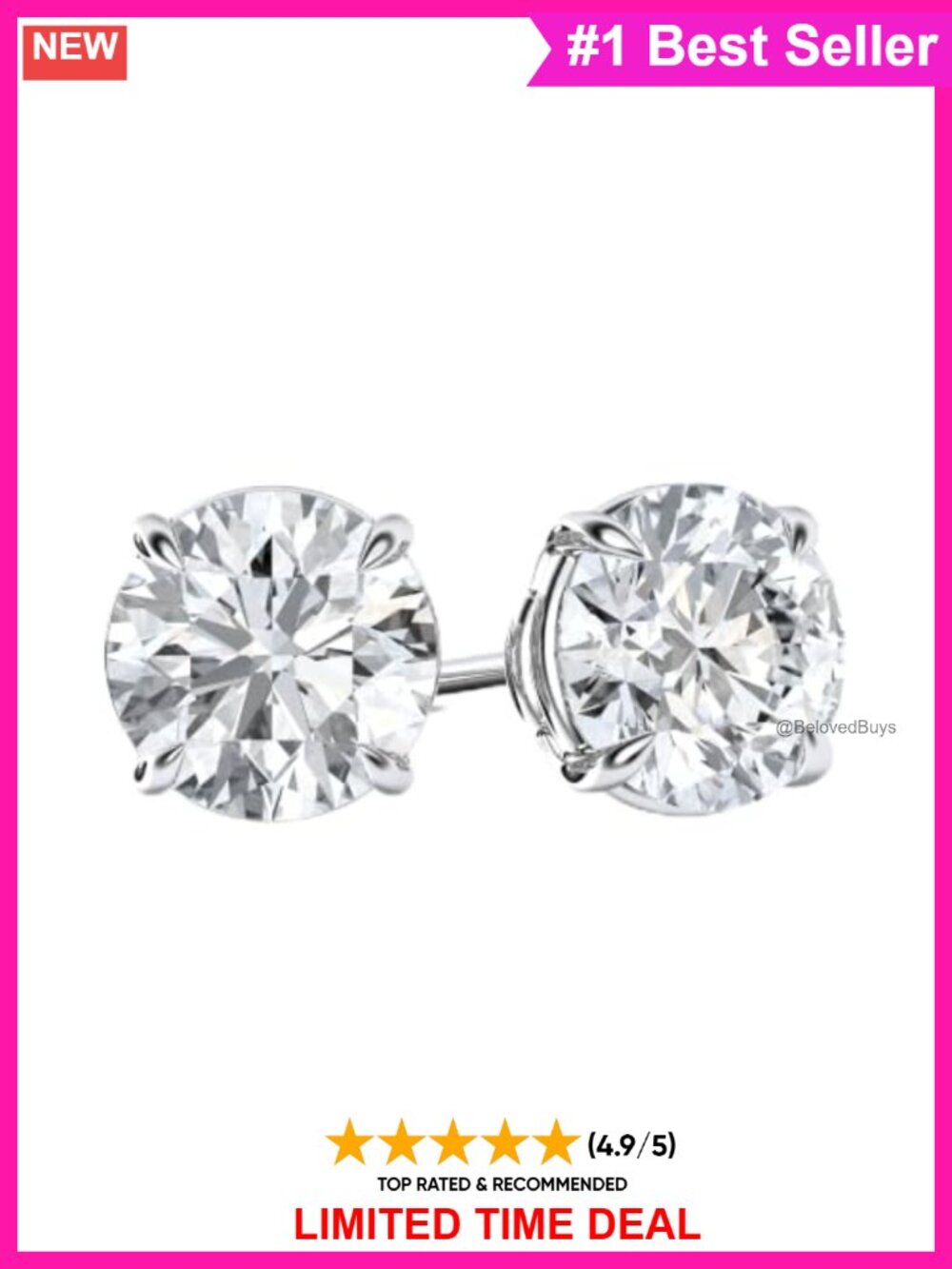Sterling Silver 1 Carat Lab Grown Diamond Stud Earrings